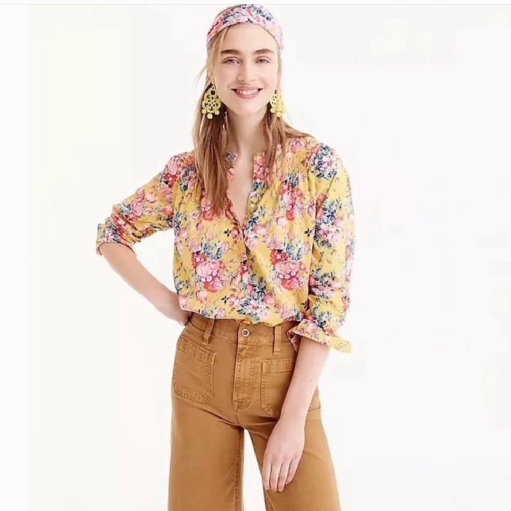 J. Crew x Liberty London Popover Floral Blouse - Picture 1 of 8